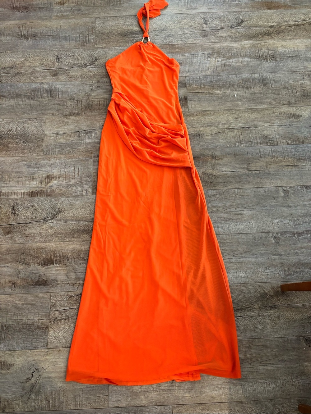 Halter Neck Orange Maxi Dress